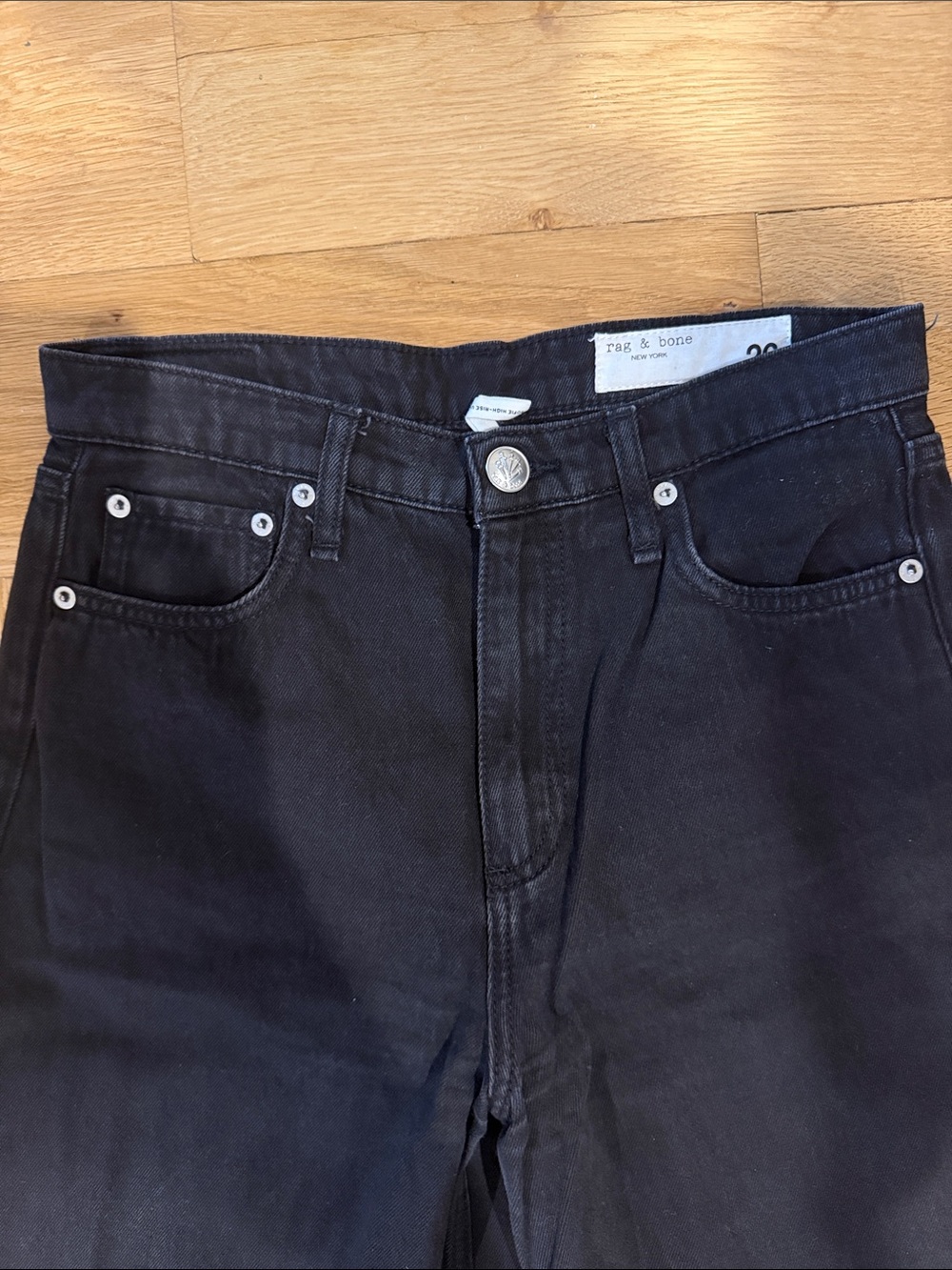 rag & bone Black Wide-Leg High-Rise Jeans - Picture 3 of 7